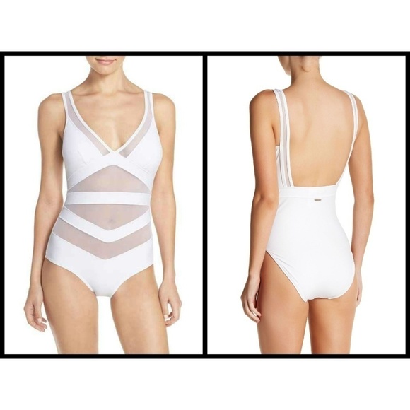💕TED BAKER💕 White Mesh Panel One-Piece Swimsuit - Picture 5 of 16